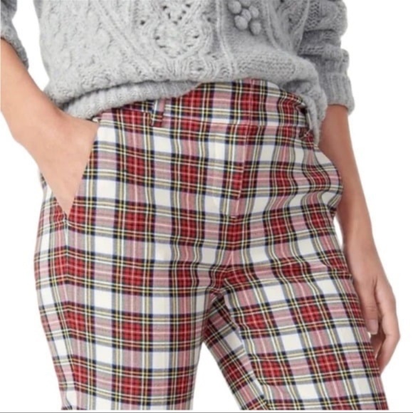 J. Crew Cameron Tartan Plaid Mid-Rise Slim Crop Trouser Ankle Pant Preppy NWT 2 - Picture 2 of 7